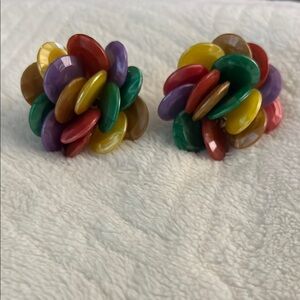 Colorful Cluster Clip ons Earrings